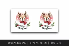 Watercolor cute reindeer wearing festive scarf Merry Christmas quote print 20 oz tumbler skinny mug wrap clipart t-shirt sublimation printable design