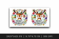 Watercolor cute reindeer with ornaments quote Christmas New Year winter print tumbler skinny mug wrap clipart t-shirt sublimation printable design