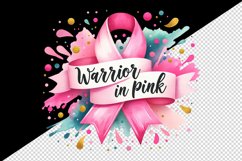 Watercolor cute ribbon breast cancer awareness Warrior in pink quote print 20 oz tumbler skinny mug wrap clipart t-shirt sublimation printable design