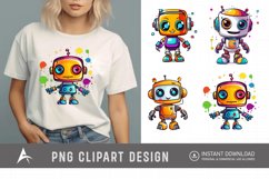 Watercolor Cute Robot Clipart Product Image 1