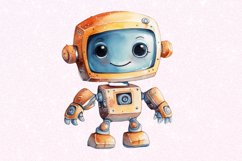 Cute Robots Watercolor Sublimation Clipart Product Image 4