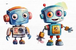 Cute Robots Watercolor Sublimation Clipart Product Image 5