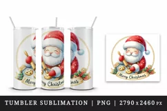 Watercolor cute Santa Claus baking cookies Merry Christmas quote print 20 oz tumbler skinny mug wrap clipart t-shirt sublimation printable design