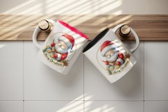 Watercolor cute Santa Claus baking cookies Merry Christmas quote print 20 oz tumbler skinny mug wrap clipart t-shirt sublimation printable design