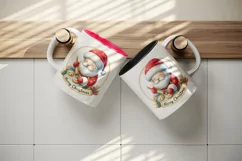 Watercolor cute Santa Claus baking cookies Merry Christmas quote print 20 oz tumbler skinny mug wrap clipart t-shirt sublimation printable design