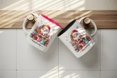 Watercolor cute Santa Claus Christmas gifts Happy Holidays quote print 20 oz tumbler skinny mug wrap clipart t-shirt sublimation printable design