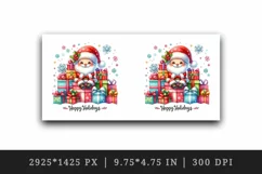 Watercolor cute Santa Claus Christmas gifts Happy Holidays quote print 20 oz tumbler skinny mug wrap clipart t-shirt sublimation printable design