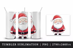 Watercolor cute Santa Claus Christmas hat New Year 20 oz tumbler skinny mug wrap clipart t-shirt sublimation printable design