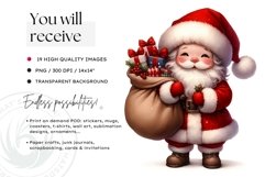 Cute Santa claus Christmas PNG Set Bundle for sublimation Product Image 2