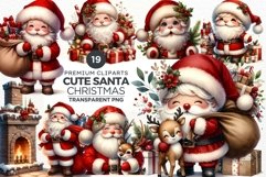 Cute Santa claus Christmas PNG Set Bundle for sublimation Product Image 1