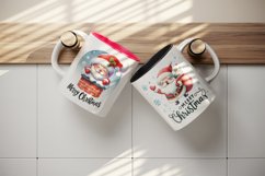 Watercolor cute Santa Claus gifts Merry Christmas quote New Year winter print tumbler skinny mug wrap clipart t-shirt sublimation printable design png