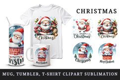 Watercolor cute Santa Claus gifts Merry Christmas quote New Year winter print tumbler skinny mug wrap clipart t-shirt sublimation printable design png