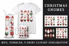Watercolor cute Santa Claus gnome friends Christmas hat New Year winter 20 oz tumbler skinny mug wrap clipart t-shirt sublimation printable design