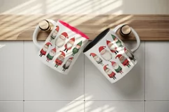 Watercolor cute Santa Claus gnome friends Christmas hat New Year winter 20 oz tumbler skinny mug wrap clipart t-shirt sublimation printable design