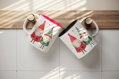 Watercolor cute Santa Claus gnome friends Christmas hat New Year winter snow 20 oz tumbler skinny mug wrap clipart shirt sublimation printable design