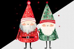 Watercolor cute Santa Claus gnome friends Christmas hat New Year winter snow 20 oz tumbler skinny mug wrap clipart shirt sublimation printable design