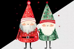 Watercolor cute Santa Claus gnome friends Christmas hat New Year winter snow 20 oz tumbler skinny mug wrap clipart shirt sublimation printable design