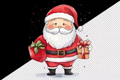 Watercolor cute Santa Claus gnome gift box Christmas hat New Year 20 oz tumbler skinny mug wrap clipart t-shirt sublimation printable design