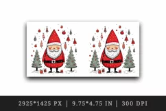 Watercolor cute Santa Claus gnome gift box Christmas tree hat New Year 20 oz tumbler skinny mug wrap clipart t-shirt sublimation printable design