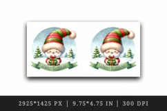 Watercolor cute Santa Claus gnome holding gift Merry Christmas quote print 20 oz tumbler skinny mug wrap clipart t-shirt sublimation printable design
