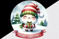 Watercolor cute Santa Claus gnome holding gift Merry Christmas quote print 20 oz tumbler skinny mug wrap clipart t-shirt sublimation printable design