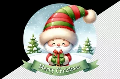 Watercolor cute Santa Claus gnome holding gift Merry Christmas quote print 20 oz tumbler skinny mug wrap clipart t-shirt sublimation printable design