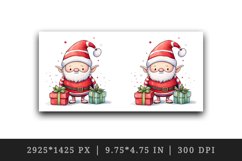 Watercolor cute Santa Claus helper gnome gift box Christmas hat New Year 20 oz tumbler skinny mug wrap clipart t-shirt sublimation printable design