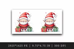 Watercolor cute Santa Claus helper gnome gift box Christmas hat New Year 20 oz tumbler skinny mug wrap clipart t-shirt sublimation printable design