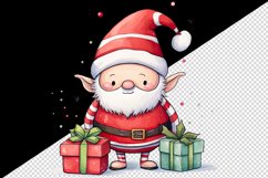 Watercolor cute Santa Claus helper gnome gift box Christmas hat New Year 20 oz tumbler skinny mug wrap clipart t-shirt sublimation printable design