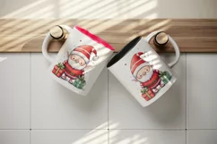 Watercolor cute Santa Claus helper gnome gift box Christmas hat New Year 20 oz tumbler skinny mug wrap clipart t-shirt sublimation printable design
