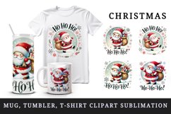 Watercolor cute Santa Claus Ho Ho Ho quote Christmas New Year winter print 20 oz tumbler skinny mug wrap clipart t-shirt sublimation printable design