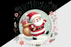 Watercolor cute Santa Claus Ho Ho Ho quote Christmas New Year winter print 20 oz tumbler skinny mug wrap clipart t-shirt sublimation printable design