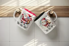 Watercolor cute Santa Claus Ho Ho Ho quote Christmas New Year winter print 20 oz tumbler skinny mug wrap clipart t-shirt sublimation printable design