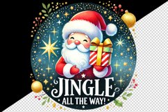 Watercolor cute Santa Claus holding gift quote Christmas New Year winter print tumbler skinny mug wrap clipart t-shirt sublimation printable design