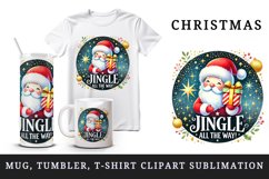 Watercolor cute Santa Claus holding gift quote Christmas New Year winter print tumbler skinny mug wrap clipart t-shirt sublimation printable design