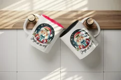 Watercolor cute Santa Claus holding gift quote Christmas New Year winter print tumbler skinny mug wrap clipart t-shirt sublimation printable design