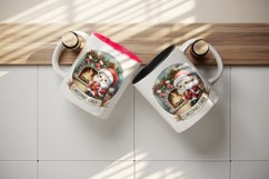 Watercolor cute Santa Claus hot cocoa fireplace Christmas Cheer quote print 20 oz tumbler skinny mug wrap clipart t-shirt sublimation printable design