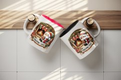 Watercolor cute Santa Claus hot cocoa fireplace Christmas Cheer quote print 20 oz tumbler skinny mug wrap clipart t-shirt sublimation printable design
