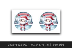 Watercolor cute Santa Claus ice skating pond Merry Christmas quote print 20 oz tumbler skinny mug wrap clipart t-shirt sublimation printable design