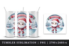 Watercolor cute Santa Claus ice skating pond Merry Christmas quote print 20 oz tumbler skinny mug wrap clipart t-shirt sublimation printable design