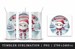 Watercolor cute Santa Claus ice skating pond Merry Christmas quote print 20 oz tumbler skinny mug wrap clipart t-shirt sublimation printable design