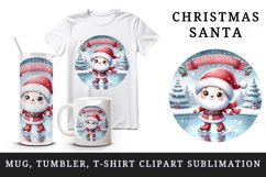 Watercolor cute Santa Claus ice skating pond Merry Christmas quote print 20 oz tumbler skinny mug wrap clipart t-shirt sublimation printable design