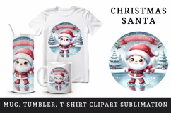 Watercolor cute Santa Claus ice skating pond Merry Christmas quote print 20 oz tumbler skinny mug wrap clipart t-shirt sublimation printable design