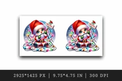 Watercolor cute Santa Claus lights Merry Christmas greeting quote print 20 oz tumbler skinny mug wrap clipart t-shirt sublimation printable design