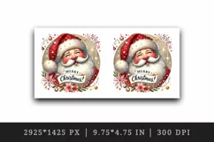 Watercolor cute Santa Claus Merry Christmas quote New Year winter print 20 oz tumbler skinny mug wrap clipart t-shirt sublimation printable design png