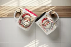 Watercolor cute Santa Claus Merry Christmas quote New Year winter print 20 oz tumbler skinny mug wrap clipart t-shirt sublimation printable design png
