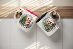 Watercolor cute Santa Claus ornament on tree Merry Christmas quote print 20 oz tumbler skinny mug wrap clipart t-shirt sublimation printable design