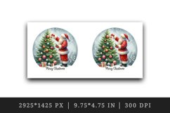 Watercolor cute Santa Claus ornament on tree Merry Christmas quote print 20 oz tumbler skinny mug wrap clipart t-shirt sublimation printable design