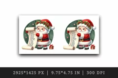Watercolor cute Santa Claus reading long list of names Christmas print 20 oz tumbler skinny mug wrap clipart t-shirt sublimation printable design