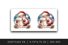 Watercolor cute Santa Claus reading long list of names Christmas print 20 oz tumbler skinny mug wrap clipart t-shirt sublimation printable design